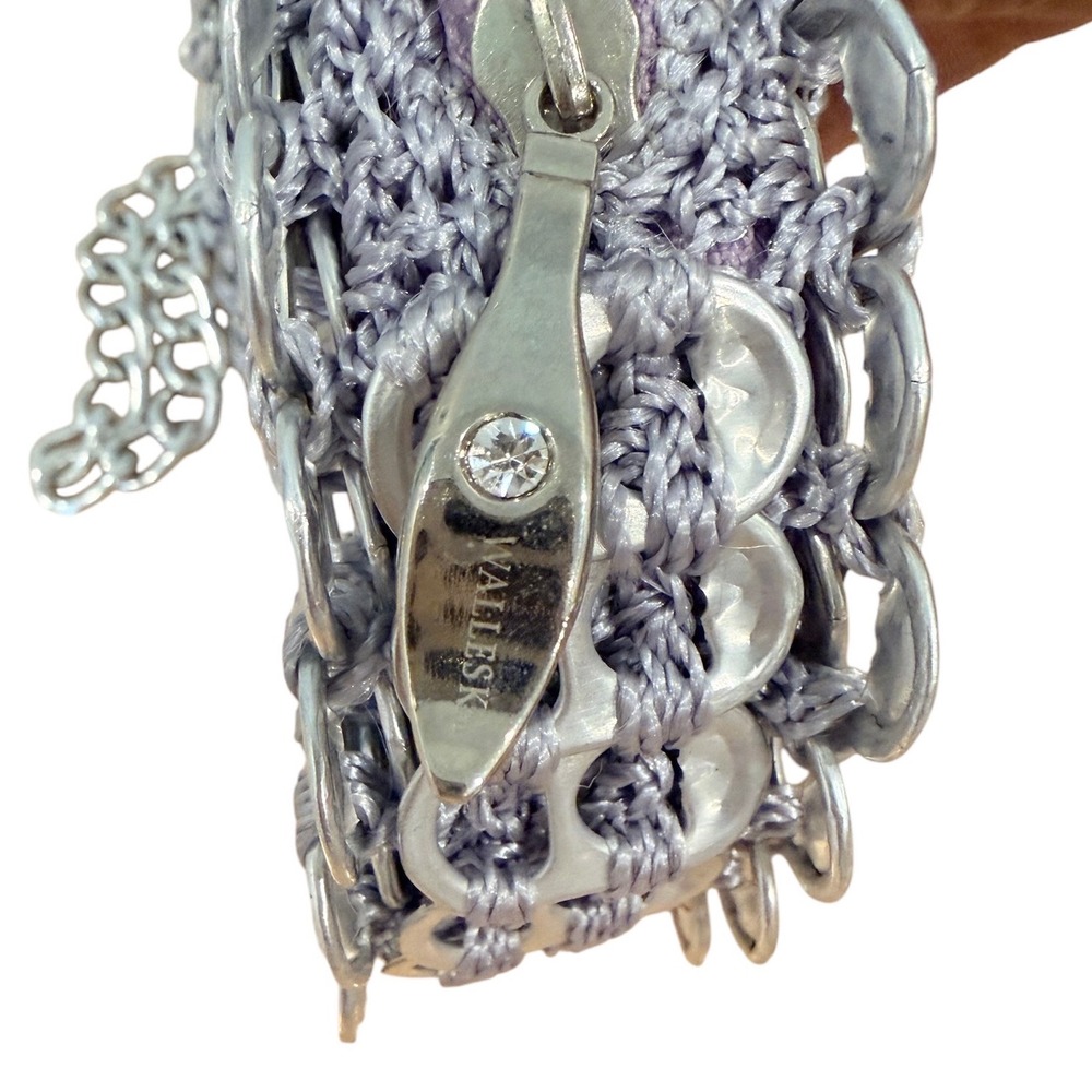 Walleska Ecochicc Silver Soda Tab Boombox Crochet Wristlet Clutch Bag Brazil - Picture 10 of 12